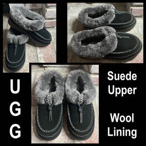 Ugg Black Inddoor Outdoor Tasman Alpine Women Wool and Suede Slipper Size 9 NEW